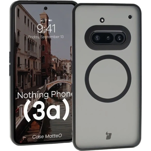 Etui z pierścieniem magnetycznym Bizon Case MatteO do Nothing Phone (3a) przydymione-czarne