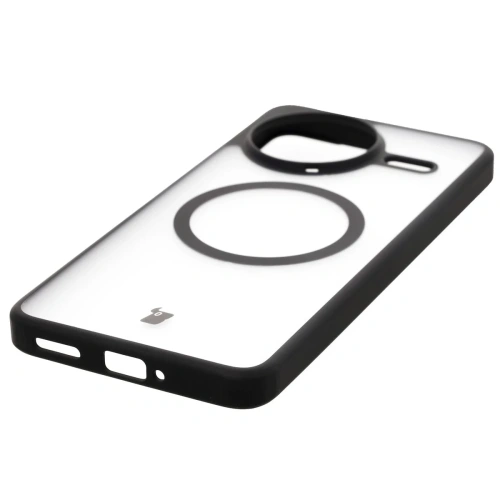 Etui z pierścieniem magnetycznym Bizon Case MatteO do Xiaomi Poco F7 Ultra przydymione-czarne