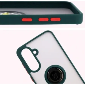 Hurtownia GSM - Husa Bizon Case Hybrid Ring Samsung Galaxy A36 5G fumurie cu un cadru verde închis - BIZ9071 - {ean13} - Hurt