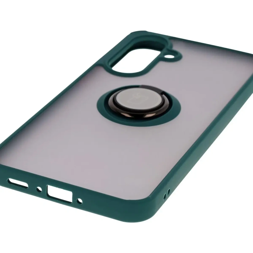 Hurtownia GSM - Etui z uchwytem na palec Bizon Case Hybrid Ring do Samsung Galaxy A36 5G przydymione z ciemnozieloną ramką - BIZ9071 - {ean13} - Hurt