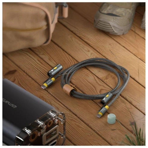 Kabel USB-C / USB-C 4smarts Explorer 3w1 zapalniczka, latarka 240W 1.5m czarny