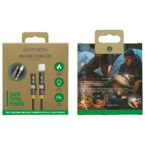 Hurtownia GSM - 4smarts Explorer 3in1 USB-C / USB-C brichetă, lanternă 240W 1.5m negru - 4SMR72 - {ean13} - Hurt