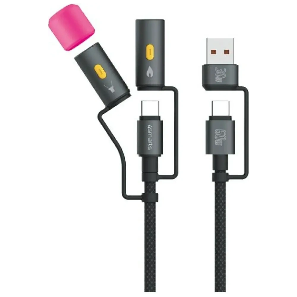 Hurtownia GSM - 4smarts Explorer 4in1 USB-C / USB-A, USB-C Feuerzeug, Taschenlampe 60W 1m schwarz - 4SMR73 - {ean13} - Hurt