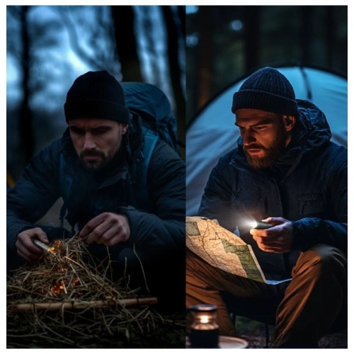 Kabel USB-C / USB-A, USB-C 4smarts Explorer 4w1 zapalniczka, latarka 60W 1m czarny