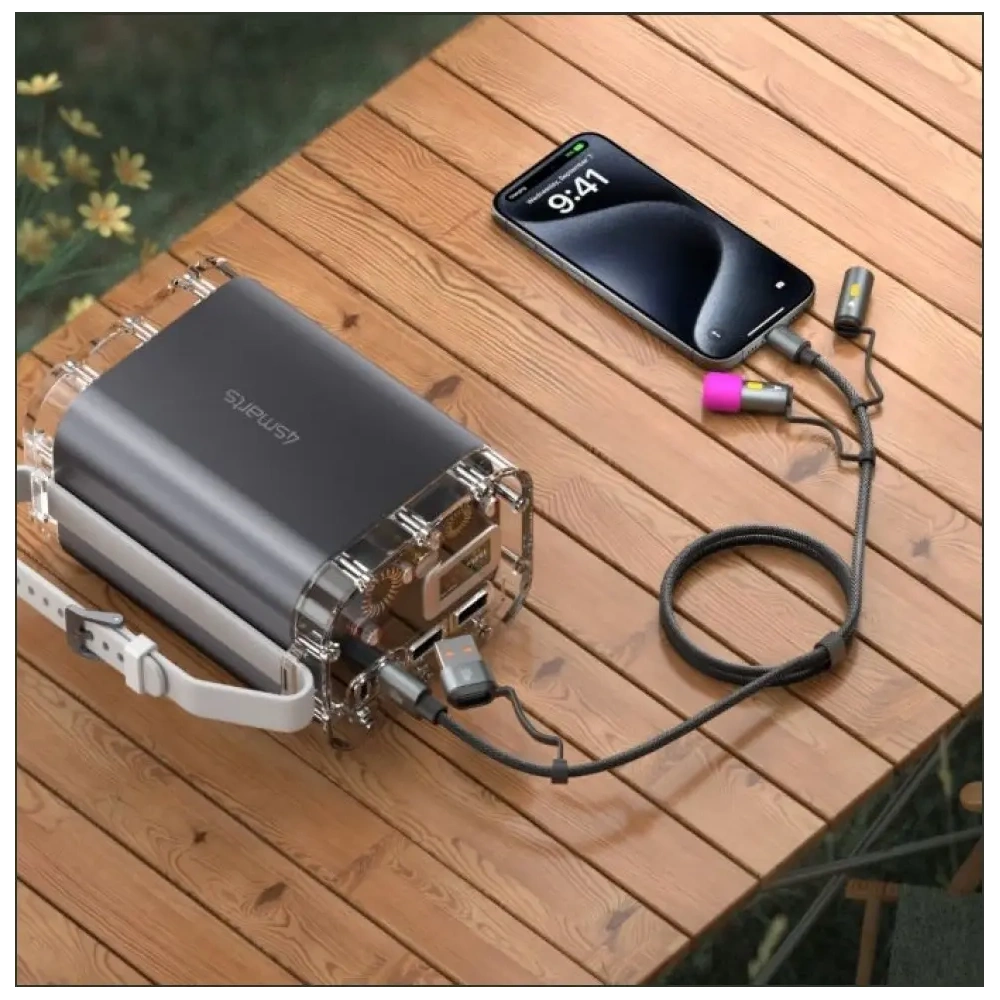 Hurtownia GSM - 4smarts Explorer 4in1 USB-C / USB-A, USB-C Feuerzeug, Taschenlampe 60W 1m schwarz - 4SMR73 - {ean13} - Hurt