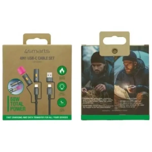 Hurtownia GSM - 4smarts Explorer 4in1 USB-C / USB-A, USB-C öngyújtó, zseblámpa 60W 1m fekete - 4SMR73 - {ean13} - Hurt