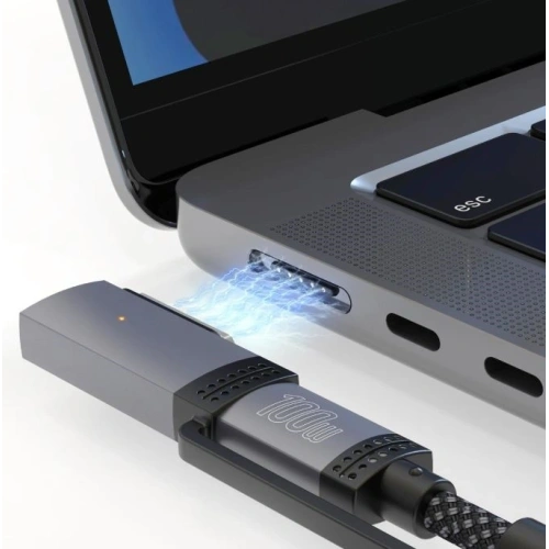 Kabel USB-C / USB-C, MagSafe 4smarts Explorer ComboCord 100W 2m czarny