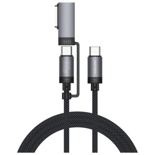 Kabel USB-C / USB-C, MagSafe 4smarts Explorer ComboCord 100W 2m czarny