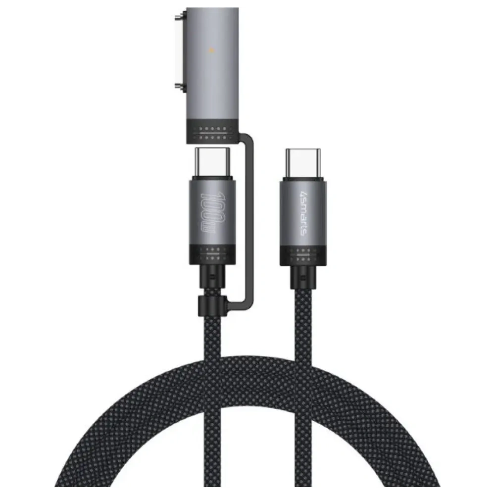 Wholesale 4smarts Explorer ComboCord USB-C / USB-C, MagSafe 100W 2m black - 4SMR74 - {ean13} - Hurt