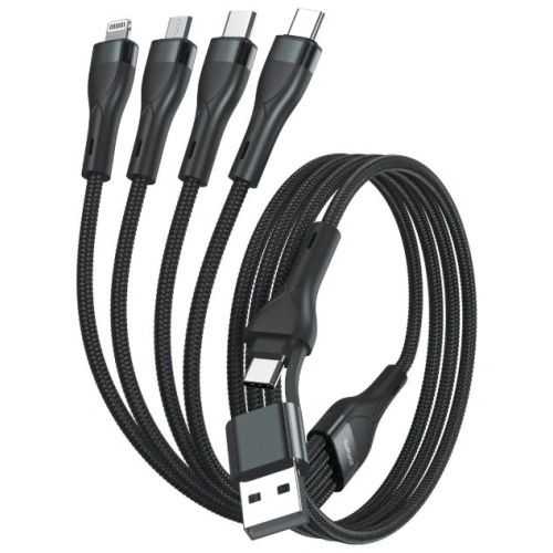 Kabel USB-C, USB-A / 2xUSB-C, Micro-USB, Lightning 4smarts 4w1 1.2m czarny
