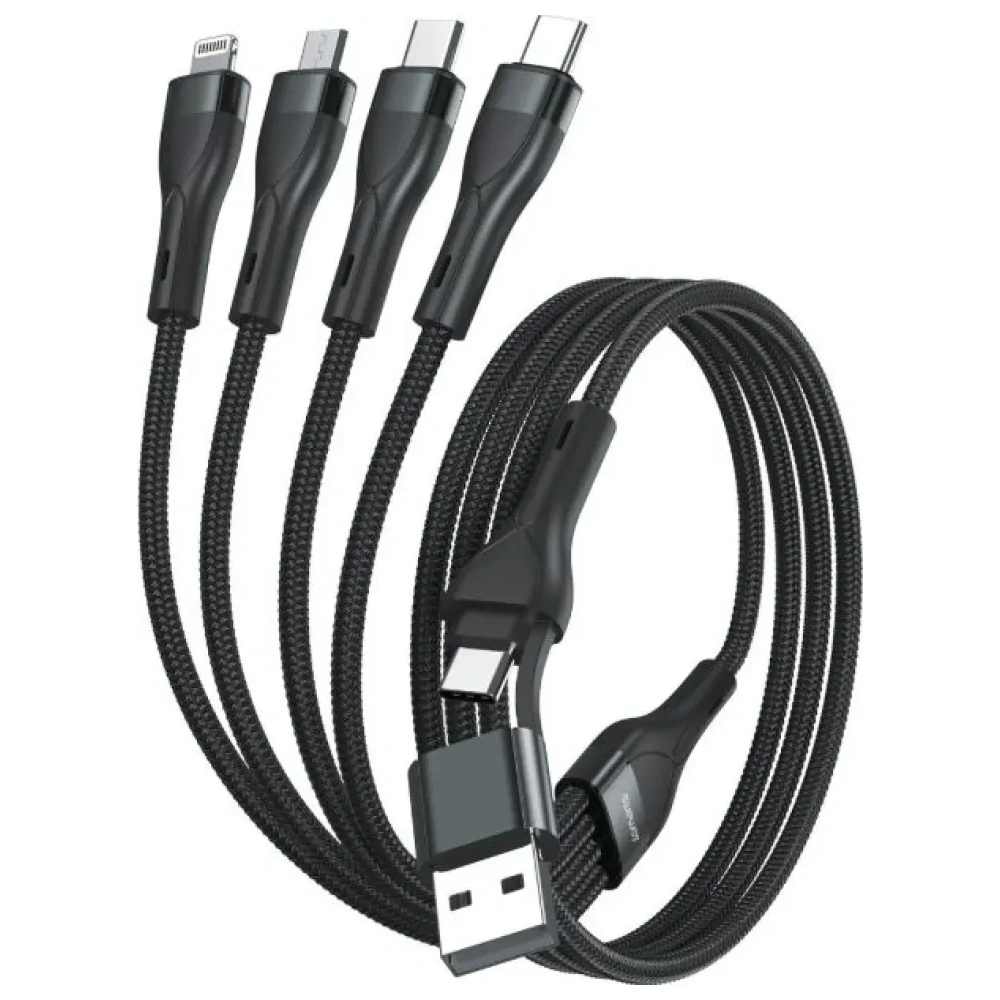 Hurtownia GSM - 4smarts 4in1 USB-C, USB-A / 2xUSB-C, Micro-USB, Lightning 1.2m negru - 4SMR75 - {ean13} - Hurt