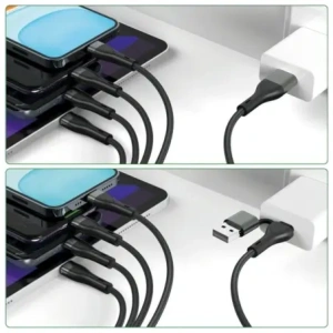 Hurtownia GSM - Kabel USB-C, USB-A / 2xUSB-C, Micro-USB, Lightning 4smarts 4w1 1.2m czarny - 4SMR75 - {ean13} - Hurt