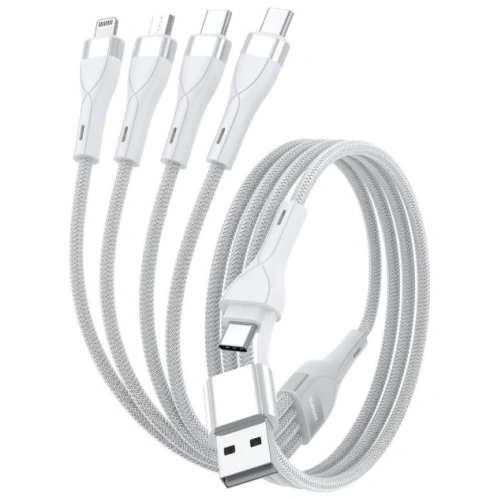 Kabel USB-C, USB-A / 2xUSB-C, Micro-USB, Lightning 4smarts 4w1 1.2m biały