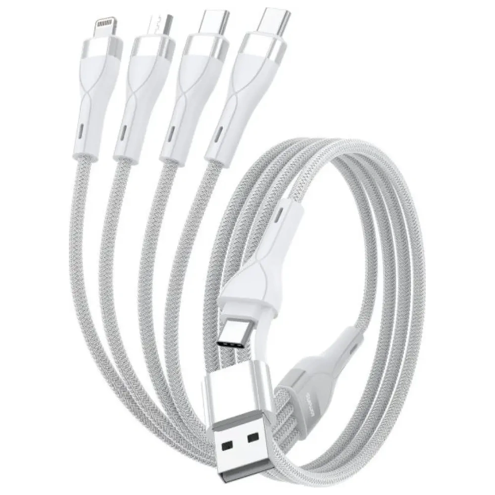 Hurtownia GSM - 4smarts 4v1 USB-C, USB-A / 2xUSB-C, Micro-USB, Lightning 1,2m bílá - 4SMR76 - {ean13} - Hurt