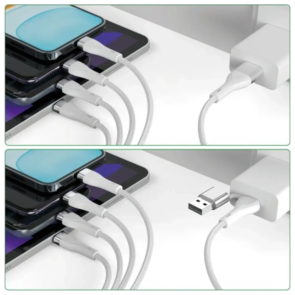 Hurtownia GSM - 4smarts 4in1 USB-C, USB-A / 2xUSB-C, Micro-USB, Lightning 1.2m alb - 4SMR76 - {ean13} - Hurt