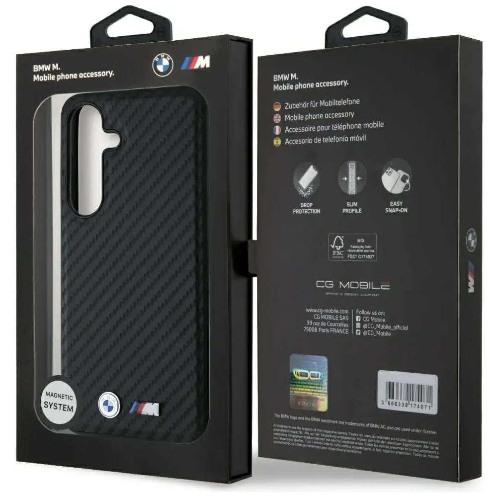 Wholesale BMW Leather Carbon MagSafe Samsung Galaxy S25 black - BMW821 - {ean13} - Hurt