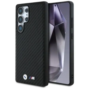 Etui BMW Leather Carbon MagSafe do Samsung Galaxy S25 Ultra czarny