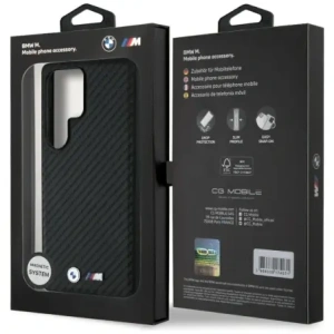 Etui BMW Leather Carbon MagSafe do Samsung Galaxy S25 Ultra czarny