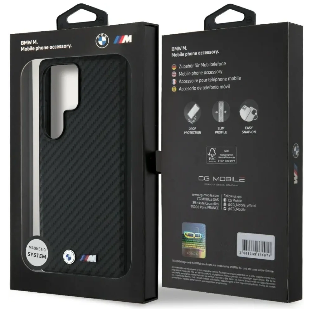 Wholesale BMW Leather Carbon MagSafe Samsung Galaxy S25 Ultra black - BMW822 - {ean13} - Hurt