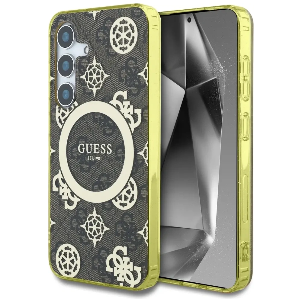 Hurtownia GSM - Etui Guess 4G Background Gold Electroplated Peony Pattern MagSafe do Samsung Galaxy S25 brązowy - GUE4549 - {ean13} - Hurt