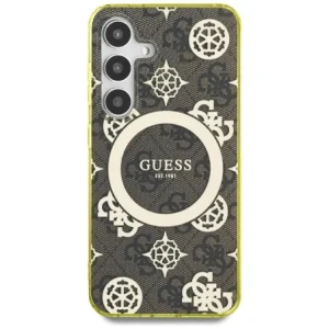 Wholesale Guess 4G Background Gold Electroplated Peony Pattern MagSafe Samsung Galaxy S25 brown - GUE4549 - {ean13} - Hurt