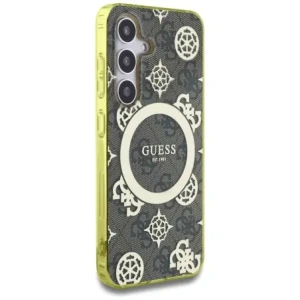 Wholesale Guess 4G Background Gold Electroplated Peony Pattern MagSafe Samsung Galaxy S25 brown - GUE4549 - {ean13} - Hurt