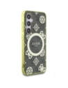 Wholesale Guess 4G Background Gold Electroplated Peony Pattern MagSafe Samsung Galaxy S25 brown - GUE4549 - {ean13} - Hurt