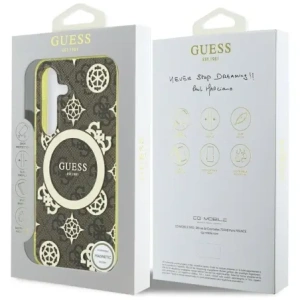 Wholesale Guess 4G Background Gold Electroplated Peony Pattern MagSafe Samsung Galaxy S25 brown - GUE4549 - {ean13} - Hurt