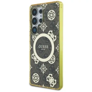 Wholesale Guess 4G Background Gold Electroplated Peony Pattern MagSafe Samsung Galaxy S25 Ultra brown - GUE4550 - {ean13} - Hurt