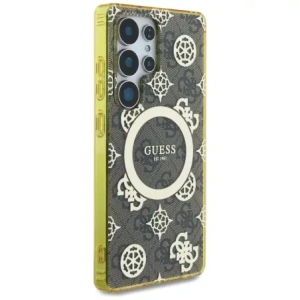 Hurtownia GSM - Guess 4G Fundal Auriu Electroplatat cu Model de Bujor MagSafe Samsung Galaxy S25 Ultra maro - GUE4550 - {ean13} - Hurt
