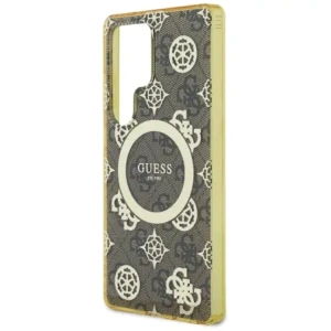 Wholesale Guess 4G Background Gold Electroplated Peony Pattern MagSafe Samsung Galaxy S25 Ultra brown - GUE4550 - {ean13} - Hurt