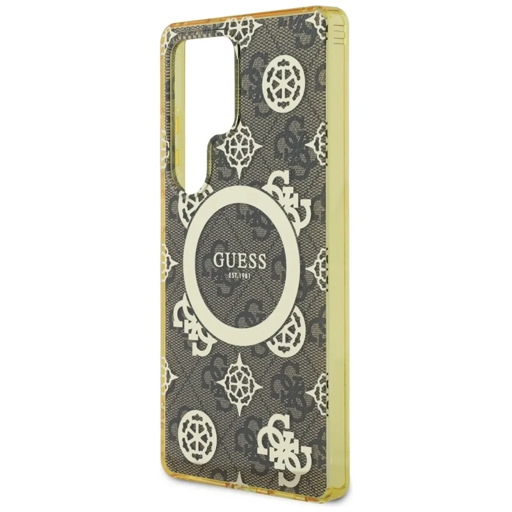 Hurtownia GSM - Etui Guess 4G Background Gold Electroplated Peony Pattern MagSafe do Samsung Galaxy S25 Ultra brązowy - GUE4550 - {ean13} - Hurt