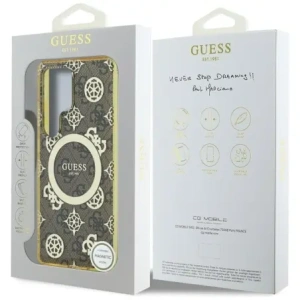 Wholesale Guess 4G Background Gold Electroplated Peony Pattern MagSafe Samsung Galaxy S25 Ultra brown - GUE4550 - {ean13} - Hurt