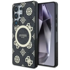 Wholesale Guess 4G Background Gold Electroplated Peony Pattern MagSafe Samsung Galaxy S25 Ultra black - GUE4551 - {ean13} - Hurt
