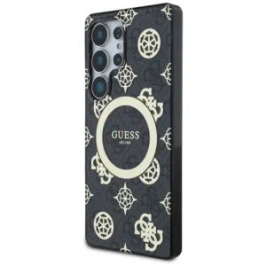Wholesale Guess 4G Background Gold Electroplated Peony Pattern MagSafe Samsung Galaxy S25 Ultra black - GUE4551 - {ean13} - Hurt