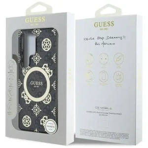 Wholesale Guess 4G Background Gold Electroplated Peony Pattern MagSafe Samsung Galaxy S25 Ultra black - GUE4551 - {ean13} - Hurt