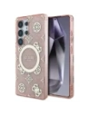 Guess 4G Background Gold Electroplated Peony Pattern MagSafe Samsung Galaxy S25 Ultra pink