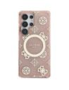 Wholesale Guess 4G Background Gold Electroplated Peony Pattern MagSafe Samsung Galaxy S25 Ultra pink - GUE4552 - {ean13} - Hurt