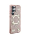 Wholesale Guess 4G Background Gold Electroplated Peony Pattern MagSafe Samsung Galaxy S25 Ultra pink - GUE4552 - {ean13} - Hurt