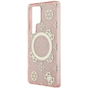 Wholesale Guess 4G Background Gold Electroplated Peony Pattern MagSafe Samsung Galaxy S25 Ultra pink - GUE4552 - {ean13} - Hurt