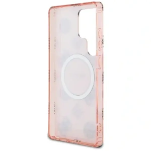 Wholesale Guess 4G Background Gold Electroplated Peony Pattern MagSafe Samsung Galaxy S25 Ultra pink - GUE4552 - {ean13} - Hurt