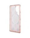 Wholesale Guess 4G Background Gold Electroplated Peony Pattern MagSafe Samsung Galaxy S25 Ultra pink - GUE4552 - {ean13} - Hurt