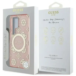 Wholesale Guess 4G Background Gold Electroplated Peony Pattern MagSafe Samsung Galaxy S25 Ultra pink - GUE4552 - {ean13} - Hurt