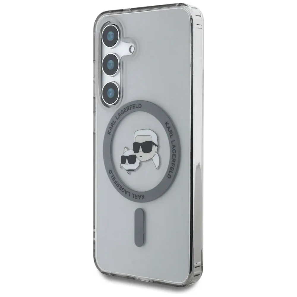 Hurtownia GSM - Karl Lagerfeld Tlačítko Karl & Choupette Hlavy Tisknuté Logo MagSafe Samsung Galaxy S25 černé - KLD22037 - {ean13} - Hurt