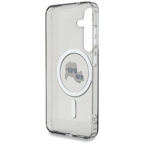 Etui Karl Lagerfeld Button Karl & Choupette Heads Printed Logo MagSafe do Samsung Galaxy S25 czarny