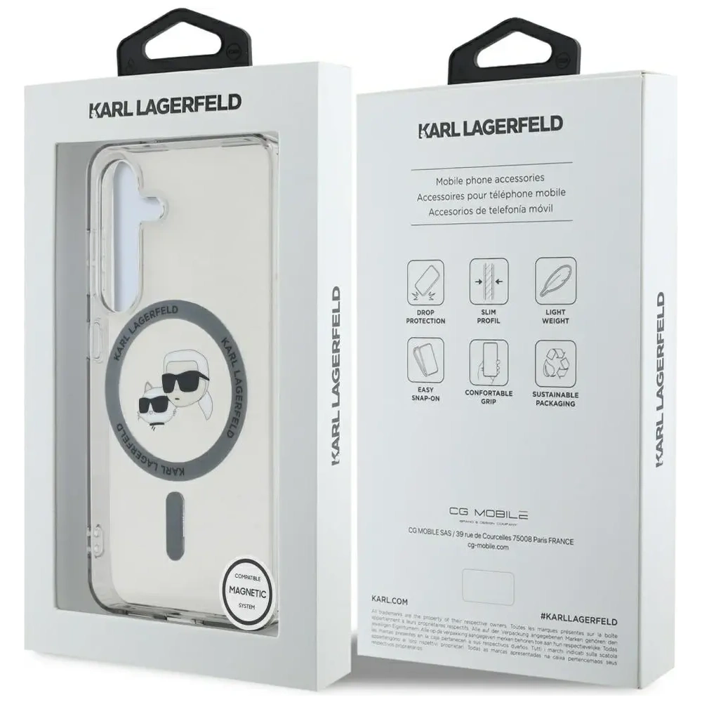 Wholesale Karl Lagerfeld Button Karl & Choupette Heads Printed Logo MagSafe Samsung Galaxy S25 black - KLD22037 - {ean13} - Hurt