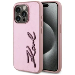Wholesale Karl Lagerfeld Wrinkled Metal Signature Apple iPhone 15 Pro Max pink - KLD22038 - {ean13} - Hurt