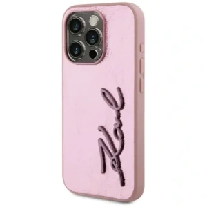 Wholesale Karl Lagerfeld Wrinkled Metal Signature Apple iPhone 15 Pro Max pink - KLD22038 - {ean13} - Hurt