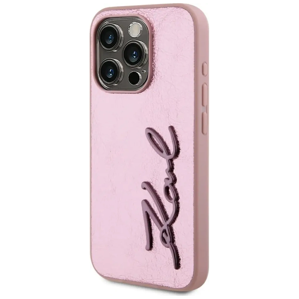 Hurtownia GSM - Karl Lagerfeld Ráncos Fém Aláírás Apple iPhone 15 Pro Max rózsaszín - KLD22038 - {ean13} - Hurt