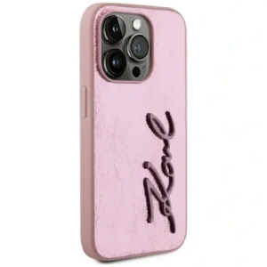 Wholesale Karl Lagerfeld Wrinkled Metal Signature Apple iPhone 15 Pro Max pink - KLD22038 - {ean13} - Hurt